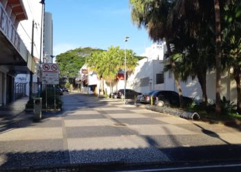 Centro de Franca, na primeira semana de lockdown, em maio. Foto: Renato Viana Albarral/F3 Notícias Whatsapp