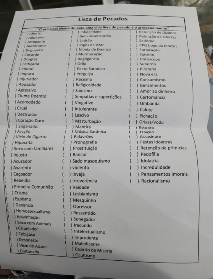 marquem a sua lista de pecados (sou budista e adolescente ent meio q faz  sentido essa lista ai) : r/HUEstation