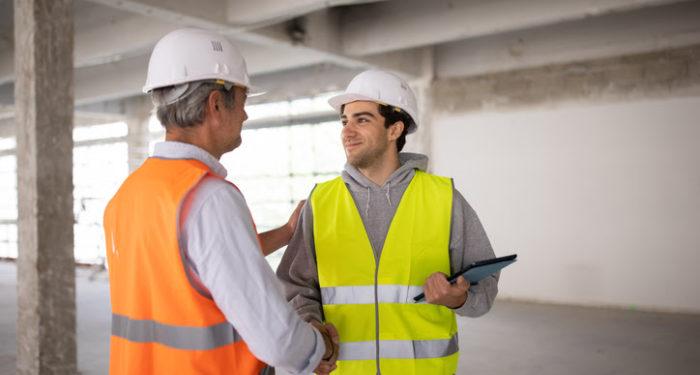 Builders on a construction site